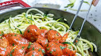 Low Carb Chicken Meatballs with Zoodles Low Carb Chicken Meatballs with Zoodles