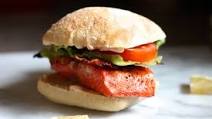 Salmon BLT Sandwiches with Spicy Garlic Mayo Salmon BLT Sandwiches with Spicy Garlic Mayo