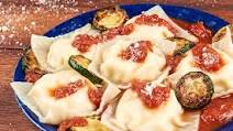 Three Cheese Ravioli with Tomato Sauce With Zucchini and Parmesan Three Cheese Ravioli with Tomato Sauce With Zucchini and Parmesan
