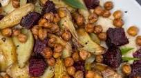 Roasted Root Veggies with Crispy Chickpeas and Hummus Roasted Root Veggies with Crispy Chickpeas and Hummus