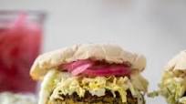 Falafel Burgers with Tzatziki Slaw Falafel Burgers with Tzatziki Slaw