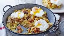 Leftover pork and potato hash with poached eggs Leftover pork and potato hash with poached eggs