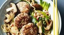 Chinese pork patties with noodles Chinese pork patties with noodles