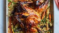 Pomegranate molasses chicken with roasted vegetable salad Pomegranate molasses chicken with roasted vegetable salad