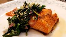 Honey Lemon Glazed Salmon with Spinach Saute Honey Lemon Glazed Salmon with Spinach Saute