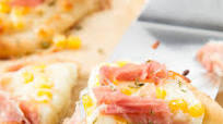 Mini Naan Pizza with Corn and Prosciutto Mini Naan Pizza with Corn and Prosciutto