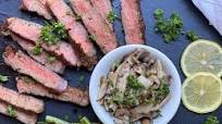 New York Strip Steak with Mushrooms and Asparagus New York Strip Steak with Mushrooms and Asparagus