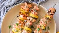 Grilled Salmon Skewers with Lemon Garlic Marinade (Paleo, Whole30, Keto) Grilled Salmon Skewers with Lemon Garlic Marinade (Paleo, Whole30, Keto)