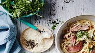 Adam Liaw’s creamy pepper steak spaghetti Adam Liaw’s creamy pepper steak spaghetti
