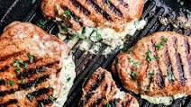Grilled Spinach & Herb Stuffed Pork Chops Grilled Spinach & Herb Stuffed Pork Chops