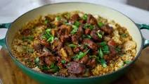 Louisiana-Style Chicken, Sausage and Pork Jambalaya Recipe Louisiana-Style Chicken, Sausage and Pork Jambalaya Recipe
