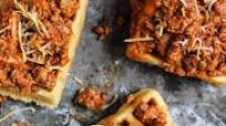 Spicy Turkey Sloppy Joes on Whole Wheat Cornbread Waffles Spicy Turkey Sloppy Joes on Whole Wheat Cornbread Waffles