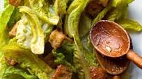 Green Garlic Caesar Salad With Anchovy Croutons