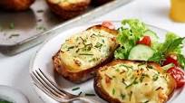 Twice Baked Sour Cream and Chive Jacket Potatoes Twice Baked Sour Cream and Chive Jacket Potatoes
