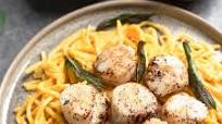 Pumpkin Alfredo with Seared Alaska Scallops Pumpkin Alfredo with Seared Alaska Scallops