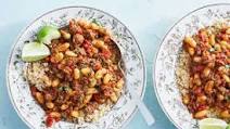 Beef & White Bean Chili with Couscous, Lime & Cilantro Beef & White Bean Chili with Couscous, Lime & Cilantro