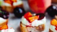 Cherry Peach Bruschetta with Honey Garlic Goat Cheese Cherry Peach Bruschetta with Honey Garlic Goat Cheese