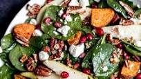 Roasted Sweet Potato, Pear & Pomegranate Spinach Salad Roasted Sweet Potato, Pear & Pomegranate Spinach Salad