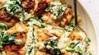 One Skillet Creamed Spinach Chicken {Whole30, Keto} One Skillet Creamed Spinach Chicken {Whole30, Keto}