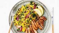 Spice-Crusted Pork Steaks with Persian Rice Spice-Crusted Pork Steaks with Persian Rice