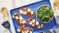 French Bread Pizzas with Kale Caesar Salad French Bread Pizzas with Kale Caesar Salad