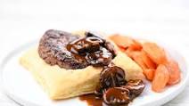 Minced Beef Wellington with mushroom sauce and carrots Minced Beef Wellington with mushroom sauce and carrots