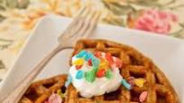 Fruity Pebbles Banana Belgian Waffles Fruity Pebbles Banana Belgian Waffles