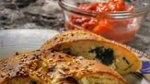 Cheesy Veggie Calzones with Green Salad & Marinara Sauce Cheesy Veggie Calzones with Green Salad & Marinara Sauce
