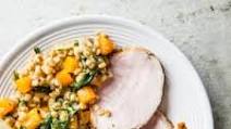 Pork Loin Roast with Barley, Butternut Squash, and Swiss Chard Pork Loin Roast with Barley, Butternut Squash, and Swiss Chard