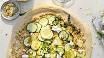 Zucchini and Feta Pizza with Artichoke and Garlic Sauce Zucchini and Feta Pizza with Artichoke and Garlic Sauce