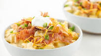 Crispy Prosciutto and Loaded Baked Potato Soup with sour cream and cheddar Crispy Prosciutto and Loaded Baked Potato Soup with sour cream and cheddar