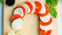 Candy Cane Caprese Board Candy Cane Caprese Board