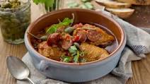 Slow cooked chicken with chorizo Slow cooked chicken with chorizo