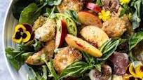Nectarine and Fried Mozzarella Caprese Salad. Nectarine and Fried Mozzarella Caprese Salad.