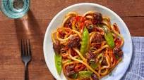 One-Pan Beef & Udon Noodle Stir-Fry with Snow Peas & Sweet Peppers One-Pan Beef & Udon Noodle Stir-Fry with Snow Peas & Sweet Peppers