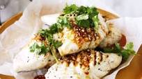 Barbecued fish with Thai dressing and coconut rice Barbecued fish with Thai dressing and coconut rice