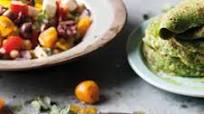 Greek salad with spinach-and-nutmeg crepes Greek salad with spinach-and-nutmeg crepes