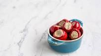 Pickled cherry peppers stuffed with tuna, capers, and anchovy Pickled cherry peppers stuffed with tuna, capers, and anchovy