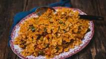 Fajita-style chicken and cheese farfalle Fajita-style chicken and cheese farfalle