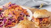 Barbeque Pulled Chicken Sliders with Creamy Cabbage Slaw Barbeque Pulled Chicken Sliders with Creamy Cabbage Slaw