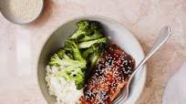 Hoisin-Glazed Salmon with Broccoli and Sesame Rice Hoisin-Glazed Salmon with Broccoli and Sesame Rice