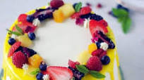 Eggless Fresh Fruit Cake with Whipped Cream Eggless Fresh Fruit Cake with Whipped Cream