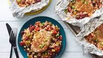 Cajun Pork Chop, Red Beans and Rice Foil Packs Cajun Pork Chop, Red Beans and Rice Foil Packs