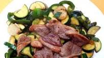 Pan-fried duck breast with green vegetables Pan-fried duck breast with green vegetables