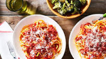 Crispy Salami Bolognese with Bigoli Pasta and Broccoli Crispy Salami Bolognese with Bigoli Pasta and Broccoli
