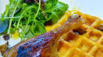 London Style Duck & Waffle with Foie Honey Drizzle London Style Duck & Waffle with Foie Honey Drizzle