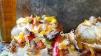 Twice Baked Philly Cheesesteak Potatoes with Homemade Whiz Twice Baked Philly Cheesesteak Potatoes with Homemade Whiz