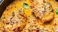 Skillet Chicken with Sun-Dried Tomato Cream Sauce Skillet Chicken with Sun-Dried Tomato Cream Sauce
