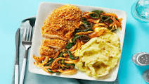Crispy Southwestern Chicken Cutlets with Monterey Jack, Mashed Potatoes & Roasted Veggies Crispy Southwestern Chicken Cutlets with Monterey Jack, Mashed Potatoes & Roasted Veggies