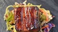Slow Roasted Pork Belly Bites over Jalapeno Slaw Slow Roasted Pork Belly Bites over Jalapeno Slaw